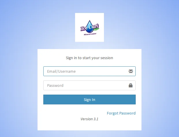 The Ice Curt POS sign-in screen